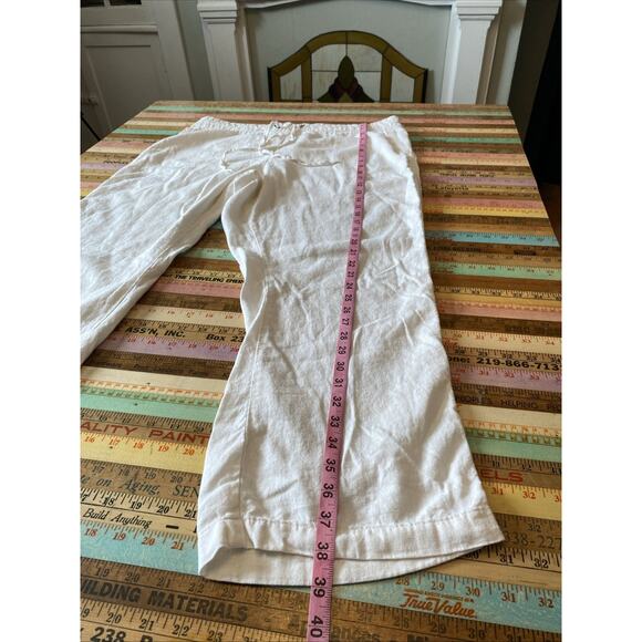 Per Se Pants XL Linen Blend White Wide Leg Elastic Waist Pull On Coastal Boho - Picture 5 of 9